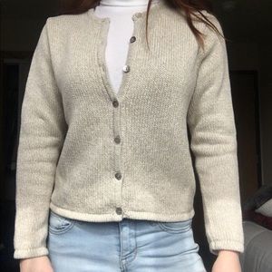 LL Bean Cream Button Up Sweater xs